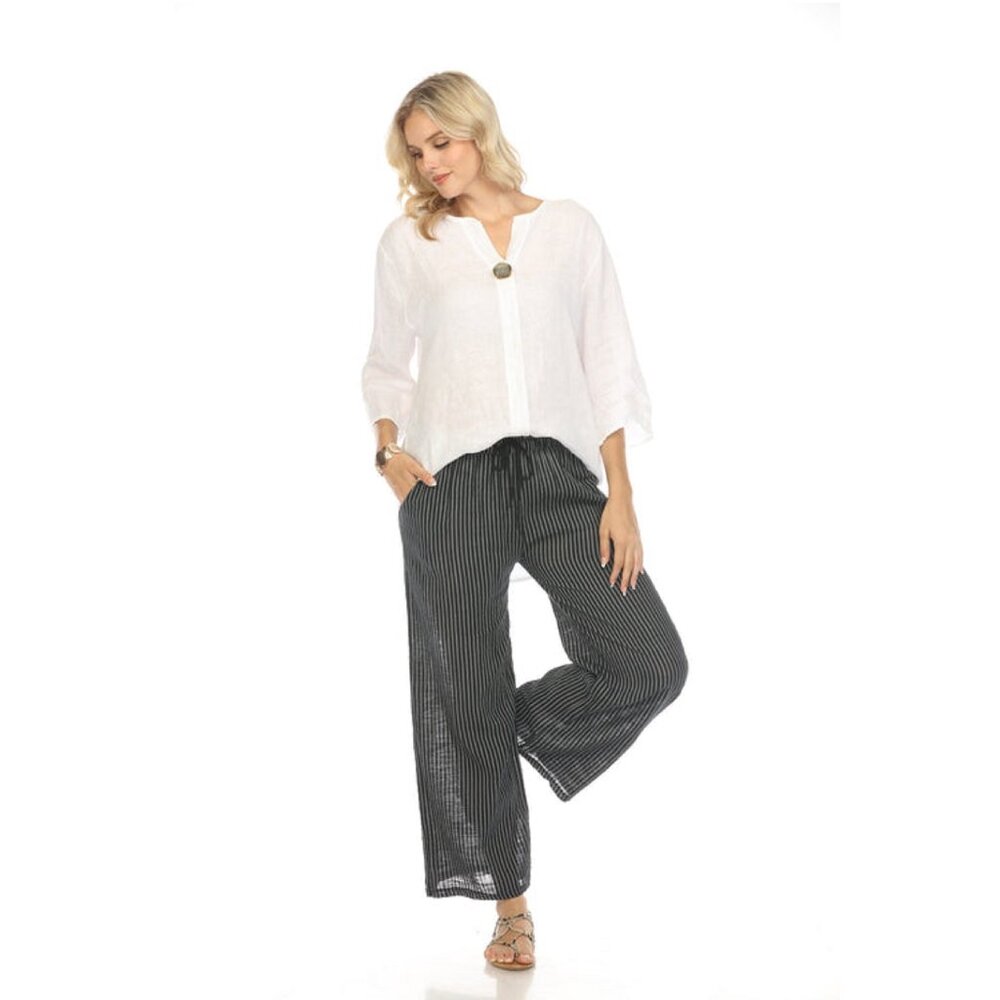 Black Striped Drawstring Pant With Pockets